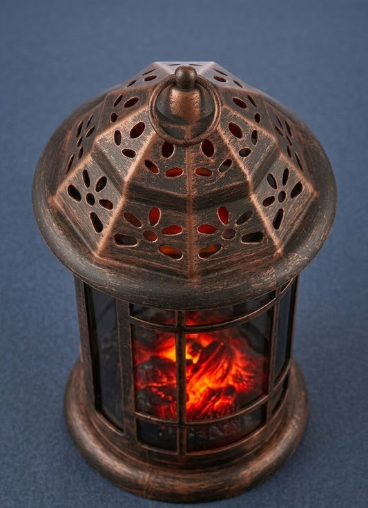 Ambiance Premium Vintage Bronze LED Flame Lantern – Large Decorative Centerpiece