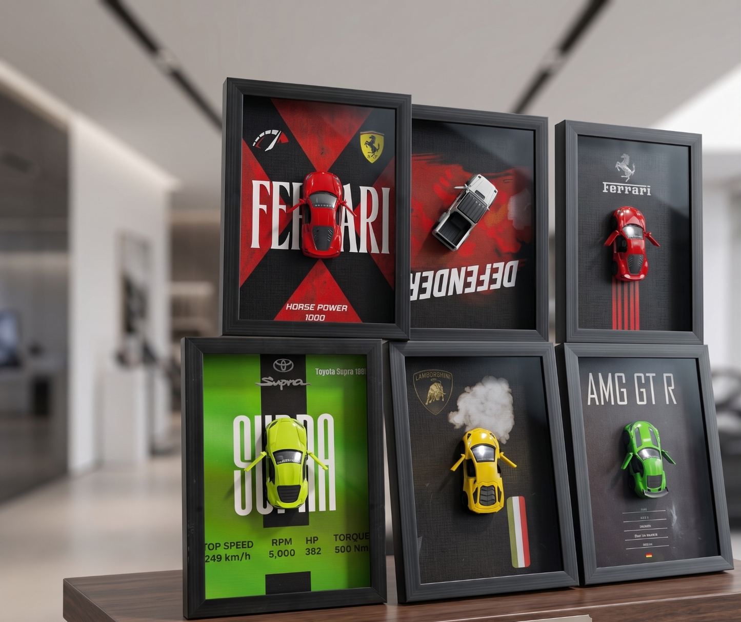 3D Metal Supercar Shadow Box Wall Art– Premium Framed Car Collector Edition