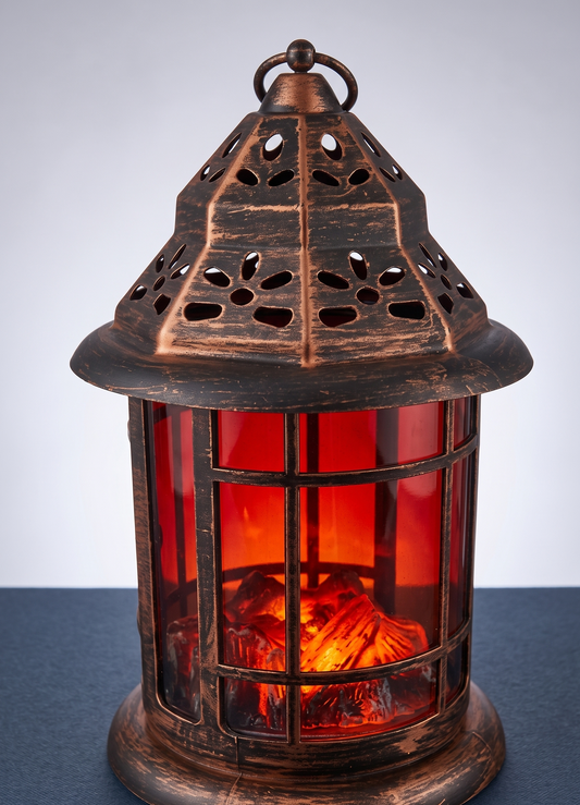 Ambiance Premium Vintage Bronze LED Flame Lantern – Large Decorative Centerpiece