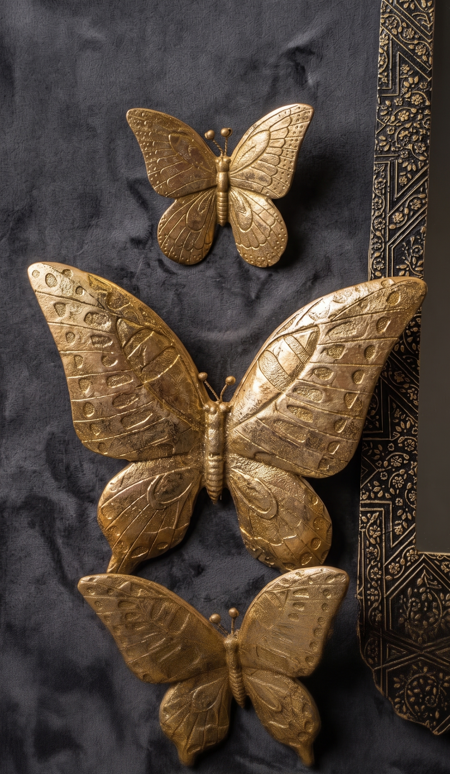 Antique Gold Monarch Butterfly Wall Hanging Set (Set of 3)