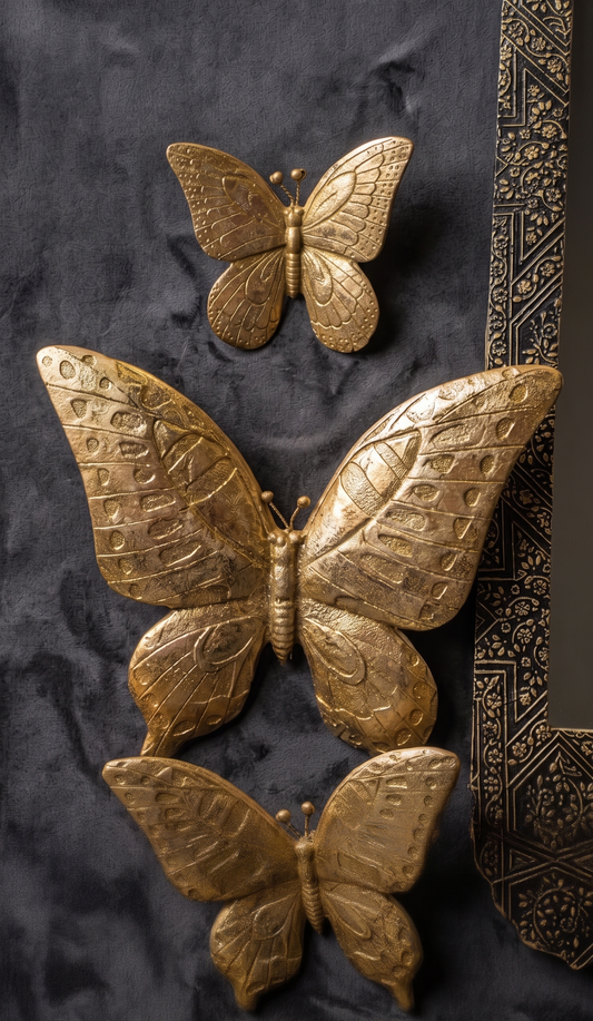 Antique Gold Monarch Butterfly Wall Hanging Set (Set of 3)