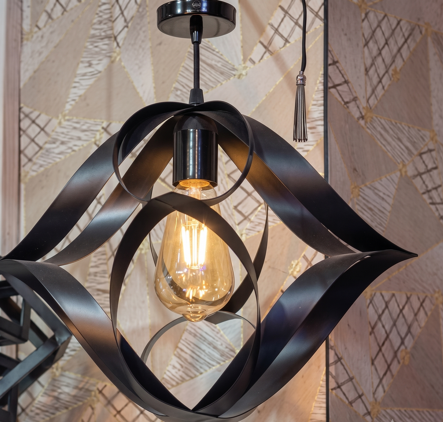 Modern Geometric Pendant Light Cluster - Hanging Ceiling Fixture with Vintage Edison Bulbs
