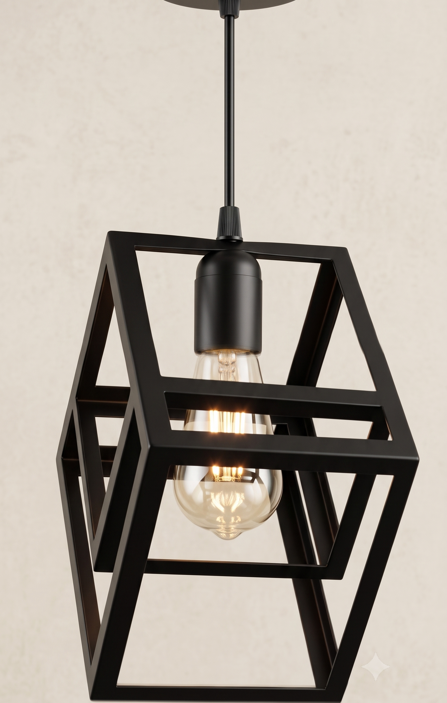 Modern Geometric Pendant Light Cluster - Hanging Ceiling Fixture with Vintage Edison Bulbs