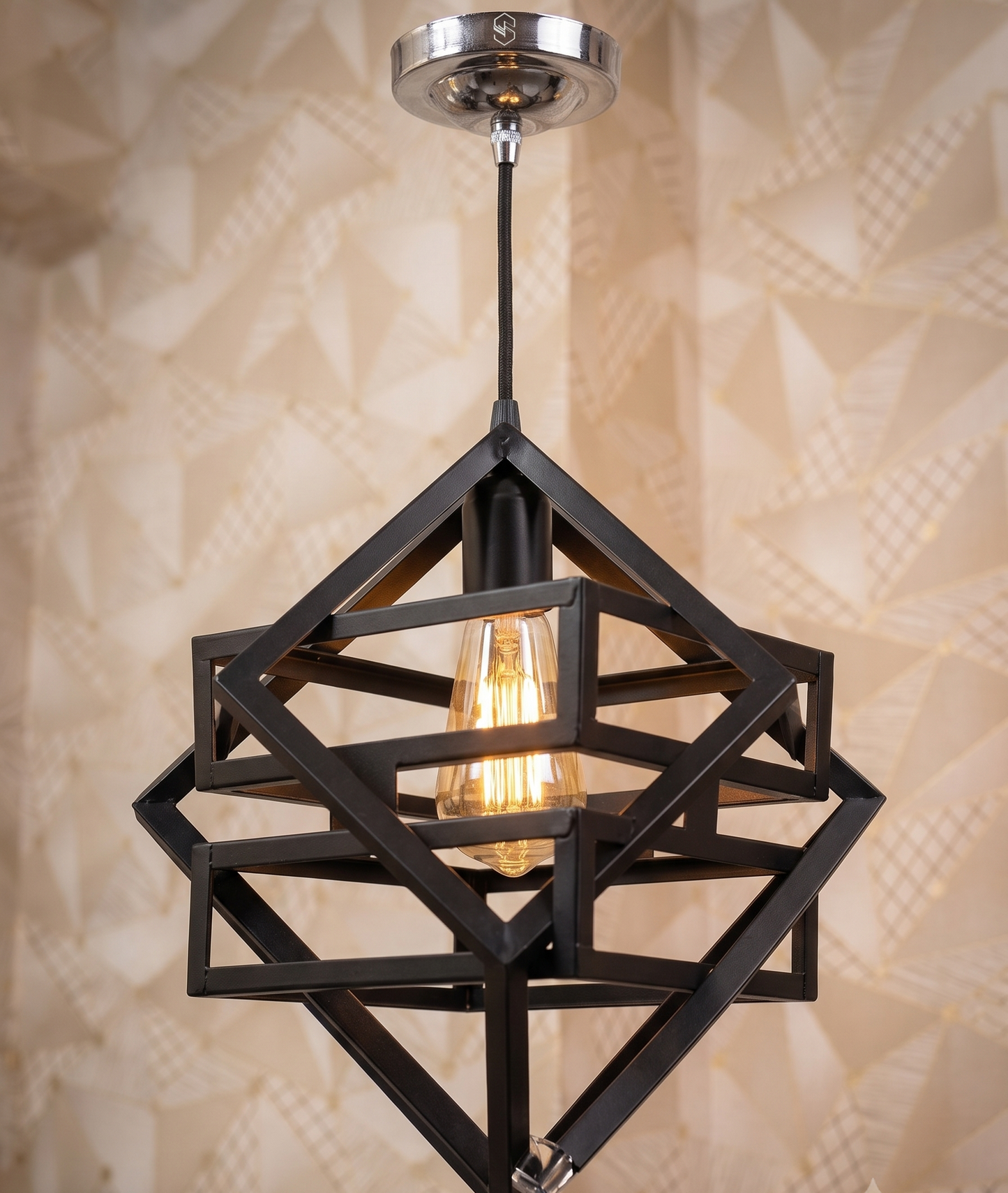 Modern Geometric Pendant Light Cluster - Hanging Ceiling Fixture with Vintage Edison Bulbs