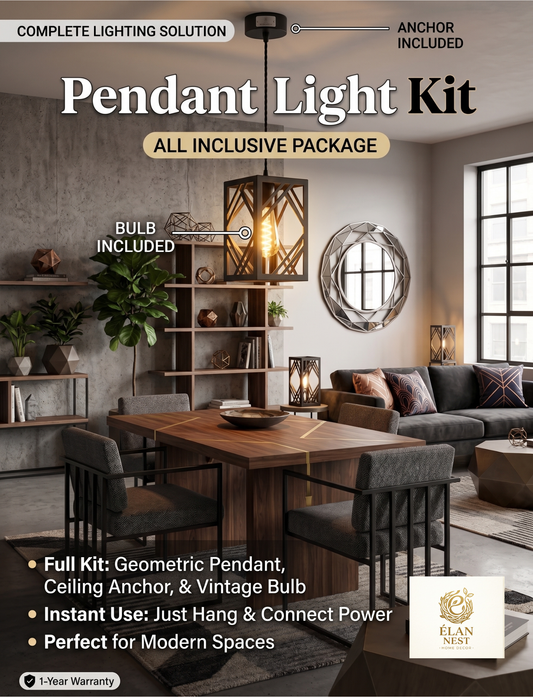 Modern Geometric Pendant Light Cluster - Hanging Ceiling Fixture with Vintage Edison Bulbs